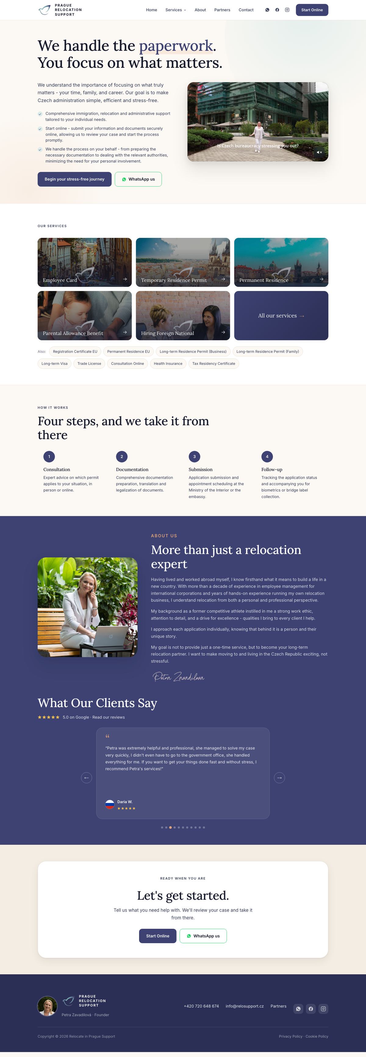 Homepage webu Relocate in Prague
